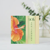 Tangerine Hibiscus 50ste huwelijksverjaardag Kaart (Staand voorkant)