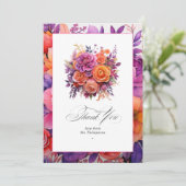 Tangerine, Hot-Pink & Royal Paarse bloemenbruiloft Bedankkaart (Staand voorkant)