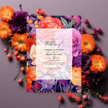 Tangerine, Hot-Pink & Royal Paarse bloemenbruiloft