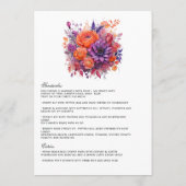 Tangerine, Hot-Pink & Royal Paarse Menu (Achterkant)