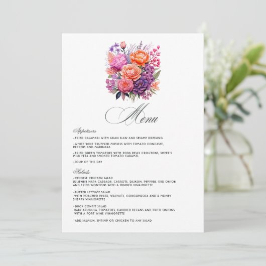 Tangerine, Hot-Pink & Royal Paarse Menu (Staand voorkant)