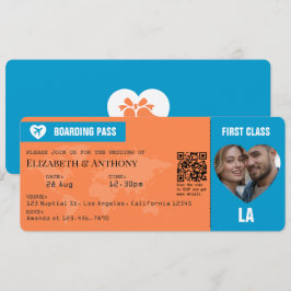 Tangerine & Lagoon Blue Instapass Trouwkaart Kaart