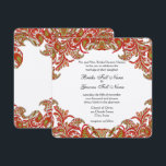 Tangerine Limoen  Peacock Damask Wedding Kaart<br><div class="desc">Tangerine Tango Peacock Damask Weddings</div>
