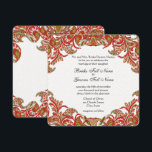 Tangerine Limoen  Peacock Damask Wedding Kaart<br><div class="desc">Tangerine Tango Peacock Damask Weddings</div>