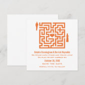 Tangerine Love Maze Save the Date Uitnodiging (Voorkant / Achterkant)