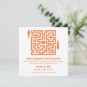 Tangerine Love Maze Save the Date Uitnodiging (Staand voorkant)