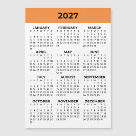 Tangerine Magnetische Kalender 2027 Hele Jaar Weer