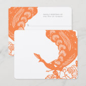 Tangerine  Modern Peacock Wedding RSVP Kaartje (Voorkant / Achterkant)