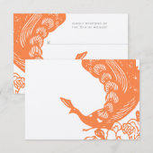 Tangerine Modern Peacock Wedding RSVP Kaartje (Voorkant / Achterkant)