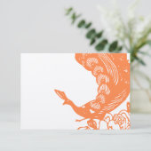 Tangerine Modern Peacock Wedding RSVP Kaartje (Staand voorkant)