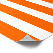 Tangerine Moderne Stripe met monogram Poster (Hoek)