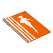 Tangerine Moderne Stripes met Mode Silhouette Notitieboek (Rechterzijde)