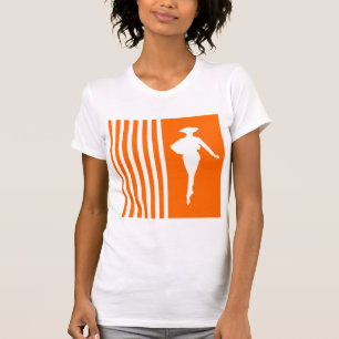 Tangerine Moderne Stripes met Mode Silhouette T-shirt