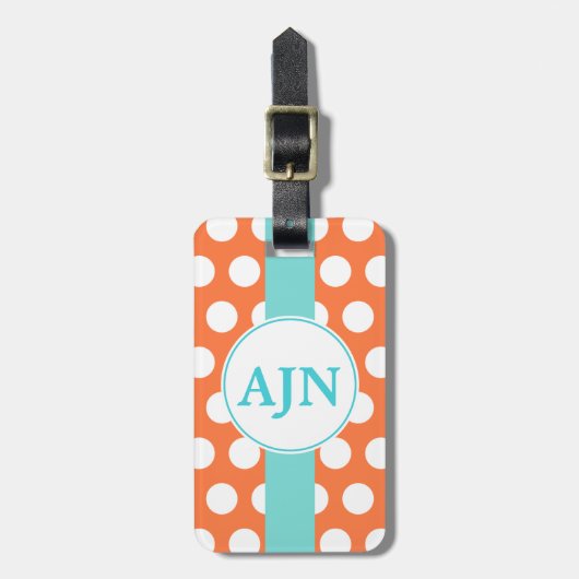 Tangerine monogram Bagagelabel (Voorkant verticaal)