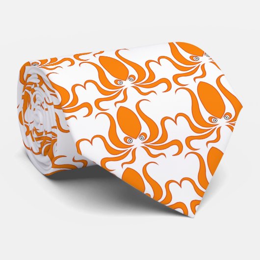 Tangerine Octopus Octopi Stropdas (Opgerold)