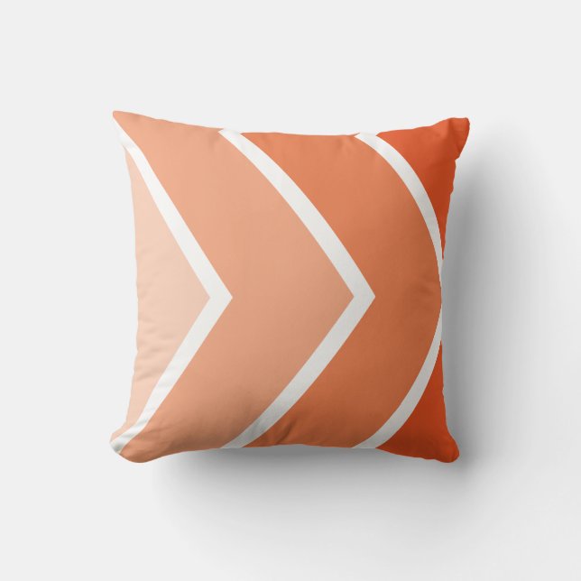 Tangerine Ombré Chevron Stripes Pattern Kussen (Voorkant)