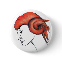 Tangerine Orange Haired Girl Original Art Portrait