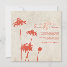 Tangerine Oranje Chic Flower Wedding Invitation Kaart