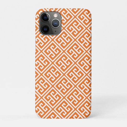 Tangerine Oranje Grieks sleutelpatroon Case-Mate iPhone Case (Achterkant)