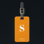 Tangerine Oranje Monogram Naam Stijlvolle Typewrit Bagagelabel<br><div class="desc">Vet Tangerine Sinaasappel Monogram Naam Stijlvolle Typewriter Bagagelabel voor uw reizen en vakantie,  pas deze stijlvolle tas label het met uw eigen initiaal monogram en naam.</div>