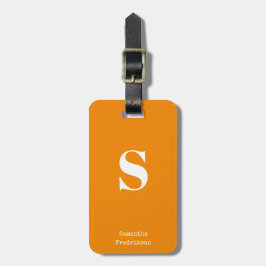 Tangerine Oranje Monogram Naam Stijlvolle Typewrit Bagagelabel
