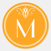 Tangerine Oranje Monogram Sticker (Voorkant)