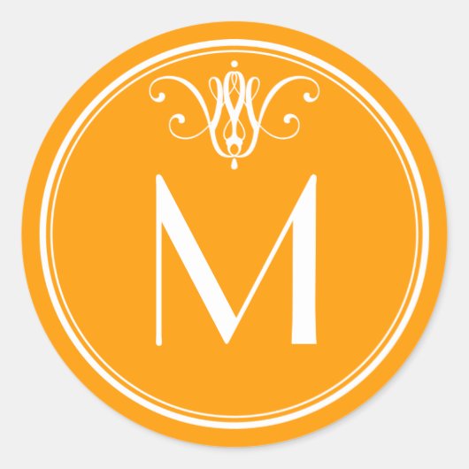 Tangerine Oranje Monogram Sticker (Voorkant)