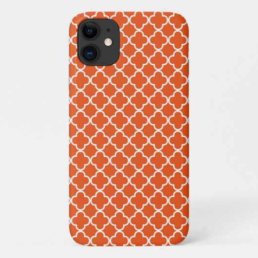 Tangerine Oranje Quatrefoil Patroon Case-Mate iPhone Case (Achterkant)