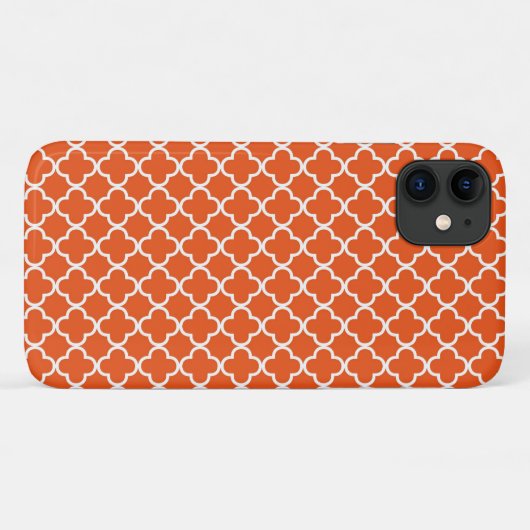 Tangerine Oranje Quatrefoil Patroon Case-Mate iPhone Case (Achterkant (horizontaal))