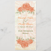  tangerine oranje rozen bruiloft Menu kaart (Voorkant)