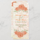  tangerine oranje rozen bruiloft Menu kaart (Voorkant / Achterkant)