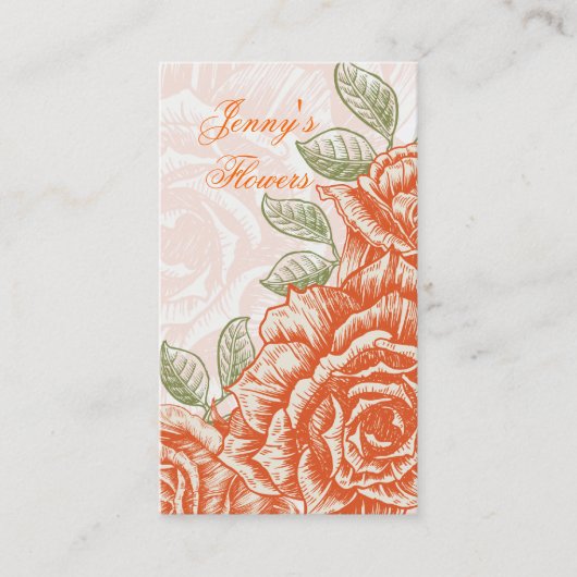 tangerine oranje rozen op maat visitekaartje (Voorkant)
