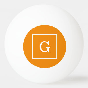 Tangerine Oranje White Framed Initiaal Monogram Pingpongbal