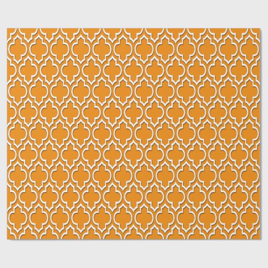 Tangerine Oranje White XL Moroccan Quatrefoil #7DS Cadeaupapier (Vlak)