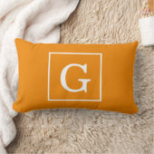 Tangerine Oranje Wit Omkaderd Initiaal Monogram Kussen (Deken)