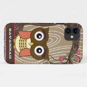 Tangerine Owl Wood Graan Zig Zag Kies Kleur Case-Mate iPhone Case (Achterkant (horizontaal))