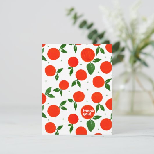 Tangerine patroon Dank je wel Feestdagenkaart (Staand voorkant)