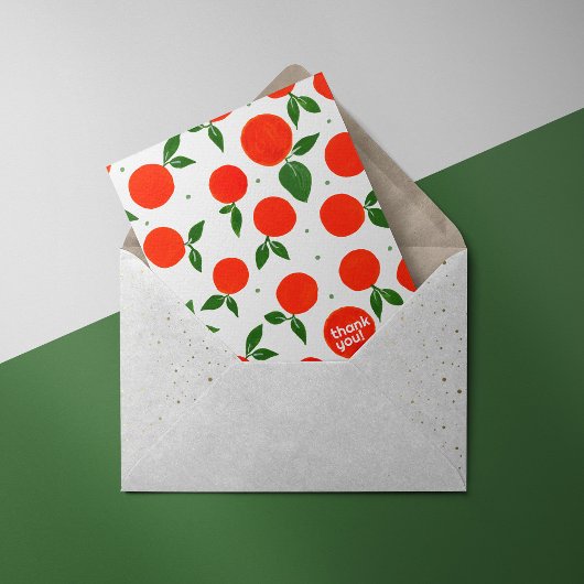 Tangerine patroon Dank je wel Feestdagenkaart