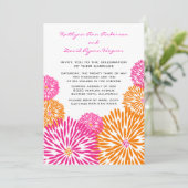 Tangerine & Pink Floral Weddenschap Kaart (Staand voorkant)