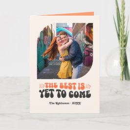 Tangerine Pop Champagne Retro New Year Photo Feestdagen Kaart