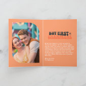 Tangerine Pop Champagne Retro New Year Photo Feestdagen Kaart (Binnen)