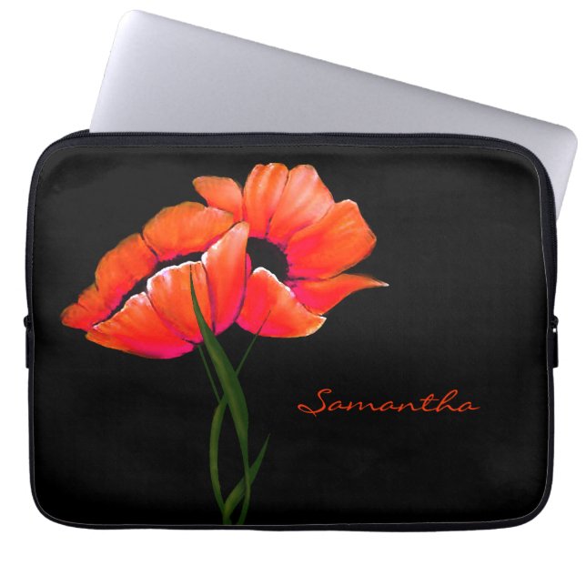  Tangerine Poppies-laptopHoesje Laptop Sleeve (Voorkant)