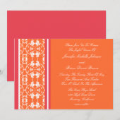Tangerine Raspberry Oranje Wedding Invitations Kaart (Voorkant / Achterkant)