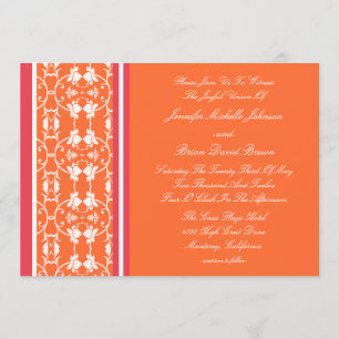 Tangerine Raspberry Oranje Wedding Invitations Kaart