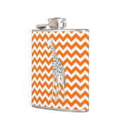 Tangerine Safari Chevron met Pop Art Giraffe Heupfles (Links)