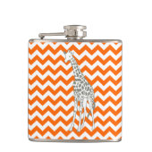 Tangerine Safari Chevron met Pop Art Giraffe Heupfles (Voorkant)
