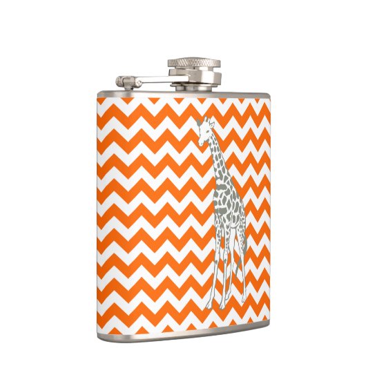 Tangerine Safari Chevron met Pop Art Giraffe Heupfles (Rechts)