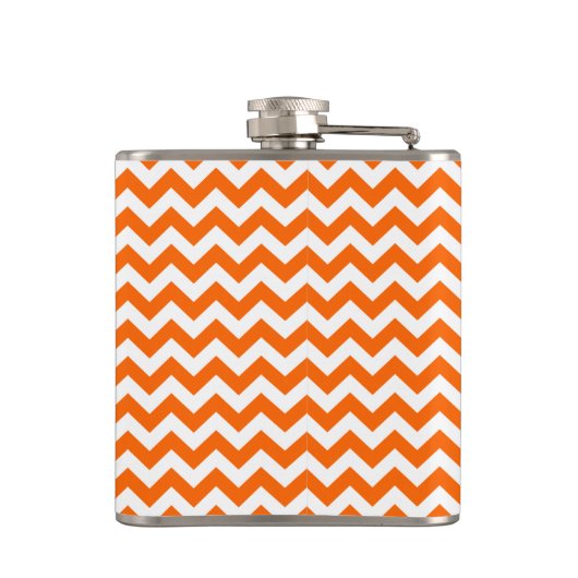 Tangerine Safari Chevron met Pop Art Giraffe Heupfles (Achterkant)