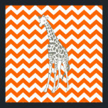Tangerine Safari Chevron met Pop Art Giraffe Poster<br><div class="desc">Mod Chevron patroon in het Safari Moods kleurenpalet van Emporio Moffa,  met pop-art giraffe aan één zijde.</div>