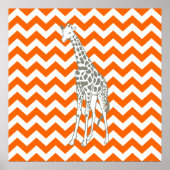 Tangerine Safari Chevron met Pop Art Giraffe Poster (Voorkant)
